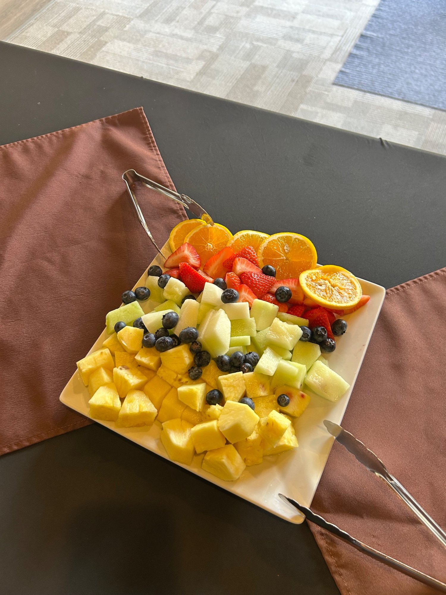Fresh fruit hospitality spread at Finding Center Retreats